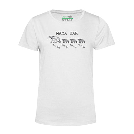 SEO. Personalisiertes T-Shirt für Damen - Mama Bär - Weiss Linkreich