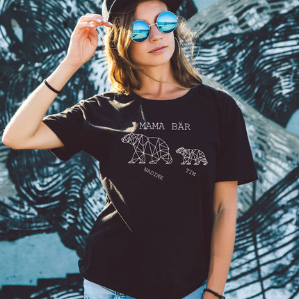 SEO. Personalisiertes T-Shirt für Damen - Mama Bär - Altrosa Linkreich