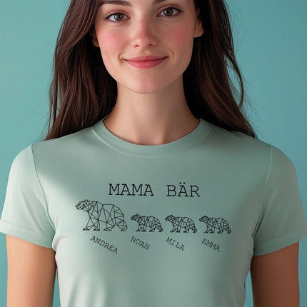 SEO. Personalisiertes T-Shirt für Damen - Mama Bär - Altrosa Linkreich