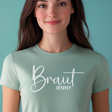 SEO. Personalisiertes T-Shirt für Damen - TEAM Braut - Pink Linkreich