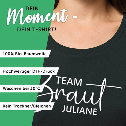 SEO. Personalisiertes T-Shirt für Damen - TEAM Braut - Altrosa Linkreich