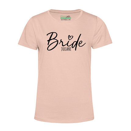 SEO. Personalisiertes T-Shirt für Damen - TEAM Bride - Altrosa Linkreich