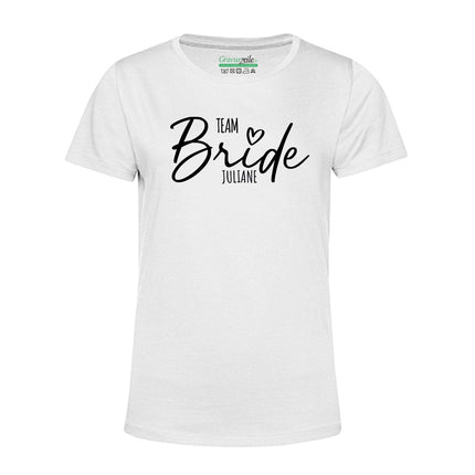 SEO. Personalisiertes T-Shirt für Damen - TEAM Bride - Weiss Linkreich