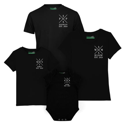 SEO. Personalisiertes T-Shirt Set für die Familie - Kreuz Herz - Herren Linkreich