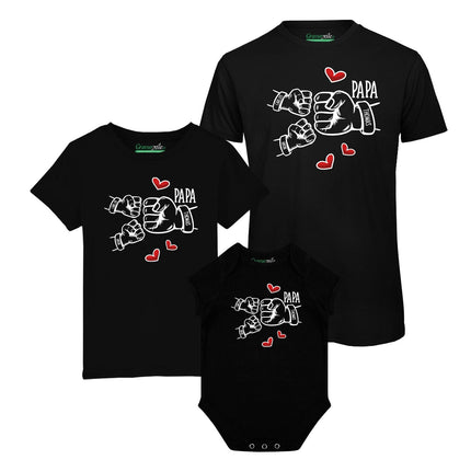 SEO. Personalisiertes T-Shirt Set für Vater & Kind - Papa Fist Bump - Herren Linkreich