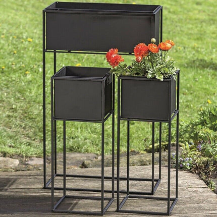 Pflanzkasten schwarz Metall Eisen 3er Set Blumenkasten Kräuterkasten Hochbeet (Pflanzkasten) kaufen bei Linkreich – Jetzt entdecken!