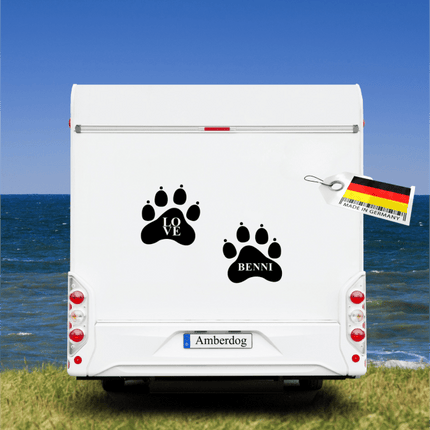 SEO. Pfötchen - Aufkleber für Wohnmobil , Camper, Wohnwagen, Van (2er - oder 3er - Set) - 30cm Linkreich