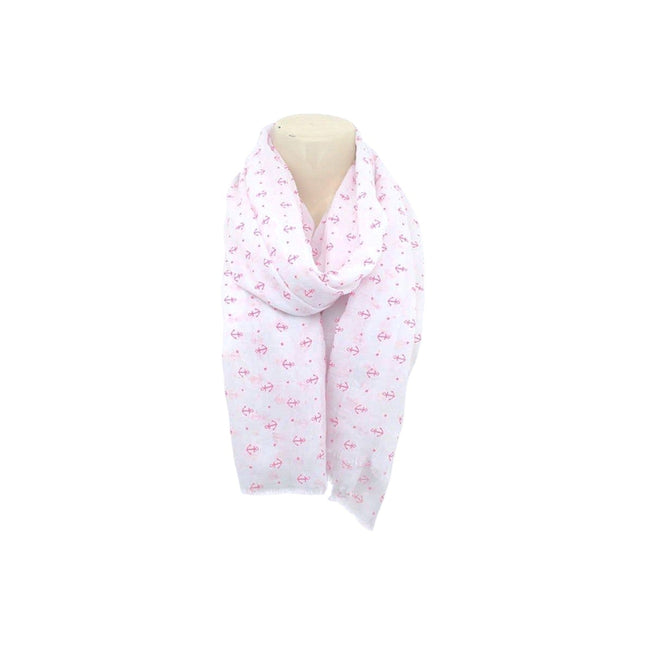 Sommer Damen Schal » Maritimes Design » leichter Sommerschal 180 x 70 cm » Halstuch mit Ankern » Damenschal weich & dünn