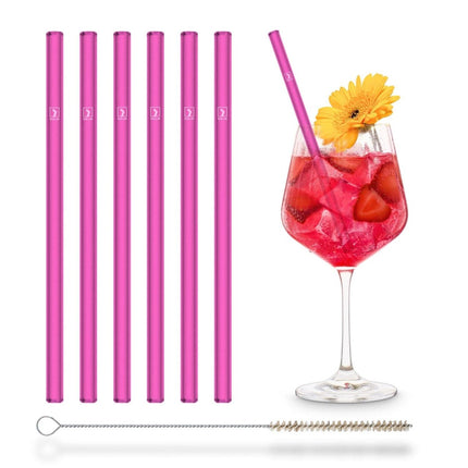 SEO. Pinke Glasstrohhalme 6x 20cm Gerade - NEON - Linkreich