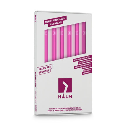SEO. Pinke Glasstrohhalme 6x 20cm Gerade - NEON - Linkreich