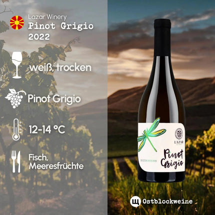 SEO. Pinot Grigio 2022 - Weißwein trocken aus Mazedonien - Linkreich