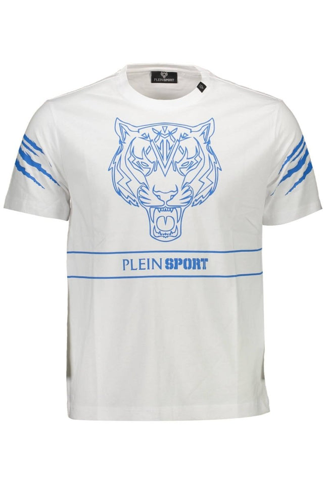 SEO. PLEIN SPORT Kurzarm-T-Shirt Herren Weiss – Kontrastierende Details & Logo-Druck - Weiß Linkreich
