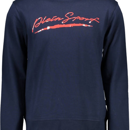 SEO. PLEIN SPORT Sweatshirt Herren Blau – Rundle Ausschnitt mit Logo - Druck - Blau Linkreich