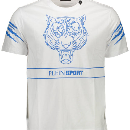 PLEIN SPORT Kurzarm-T-Shirt Herren Weiss – Kontrastierende Details & Logo-Druck