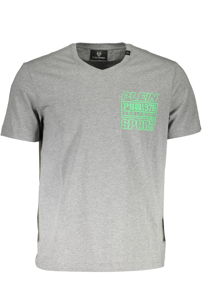 PLEIN SPORT Kurzarm T-Shirt Herren Grau – V-Ausschnitt mit Logo | soulluna.de