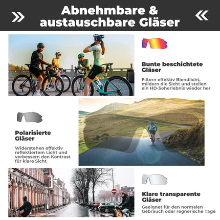 Polarisierte Fahrradbrille mit wechselbaren Gläsern UV - Schutz Unisex (Fahrradbrille) kaufen bei Linkreich – Jetzt entdecken!