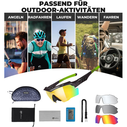 Polarisierte Fahrradbrille mit wechselbaren Gläsern UV - Schutz Unisex (Fahrradbrille) kaufen bei Linkreich – Jetzt entdecken!