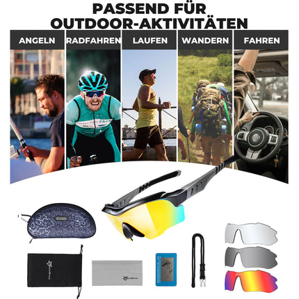 Polarisierte Fahrradbrille mit wechselbaren Gläsern UV - Schutz Unisex (Fahrradbrille) kaufen bei Linkreich – Jetzt entdecken!