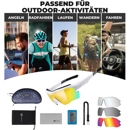 Polarisierte Fahrradbrille mit wechselbaren Gläsern UV - Schutz Unisex (Fahrradbrille) kaufen bei Linkreich – Jetzt entdecken!