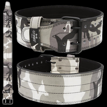 SEO. Powerlifting Gürtel / Gewichthebegürtel - C.P. Sports - T8 - Camo Weiß Linkreich