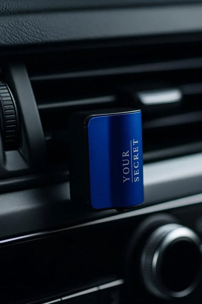 Premium Auto-Diffuser YOUR SECRET – nachfüllbarer Lufterfrischer für den Lüftungsschlitz (Blau/Schwarz) - Linkreich