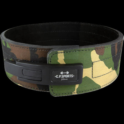 SEO. Profi Powerlifting - Gürtel mit Powerschnalle - Camouflage Grün - C.P. Sports T9 - XS Linkreich