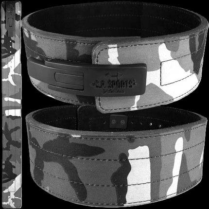 SEO. Profi Powerlifting - Gürtel mit Powerschnalle - Camouflage Weiß - C.P. Sports T9 - XS Linkreich