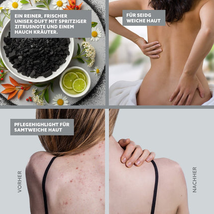 SEO. Puremetics | 3in1 Dusch - Fluff „Anti - Unreinheiten“ – Aktivkohle, Niacinamid & Salicylsäure (250 g) - Linkreich