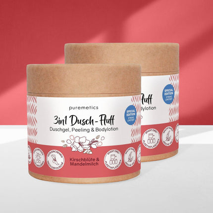 SEO. Puremetics | 3in1 Dusch - Fluff „Kirschblüte & Mandelmilch“ – Duschgel, Peeling & Pflege (250 g) - Linkreich