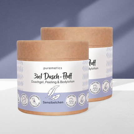 SEO. Puremetics | 3in1 Dusch - Fluff „Sensibelchen“ – Duschgel, Peeling & Pflege ohne Duftstoffe - Linkreich