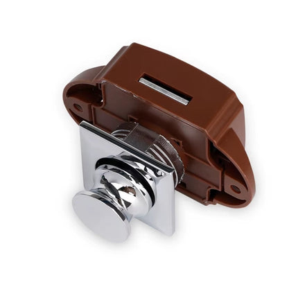 Push Lock Edge | Camper Möbelschloss quadratisch braun und chrome