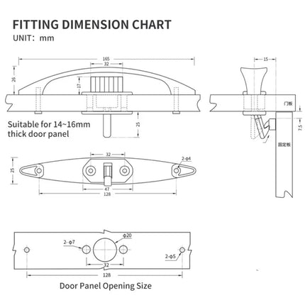 Push Lock Jaron | Camper Möbelschloss für 14-16mm Wandstärke