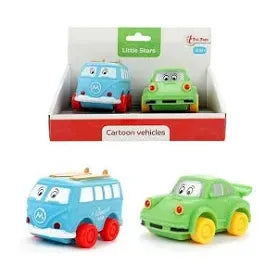 KLEINE STERNE Weich-PVC-Autos Cartoon 2 Stück 10,5x17x11cm. ab 18 Monaten