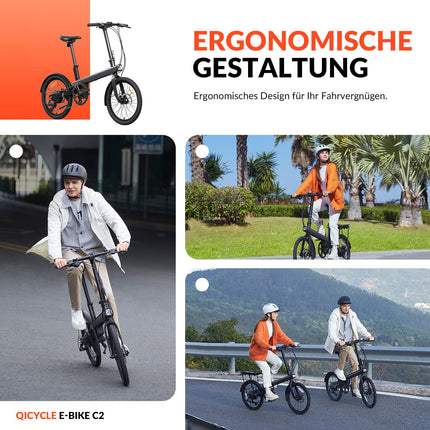 QiCYCLE E-Bike 20 Zoll klappbare Elektrofahrrad mit 8 Gangschaltung bis 25km/h für Jugendliche und Erwachsene