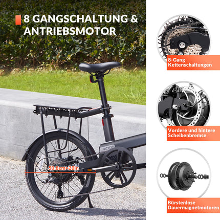 QiCYCLE E - Bike 20 Zoll klappbare Elektrofahrrad mit 8 Gangschaltung bis 25km/h für Jugendliche und Erwachsene () kaufen bei Linkreich – Jetzt entdecken!