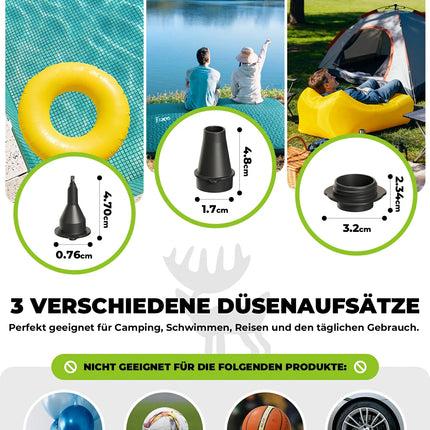 Qunature Elektrische Luftpumpe 2 in 1 Aufblasbar und Ablassen 2000 mAh Wiederaufladbar Akku