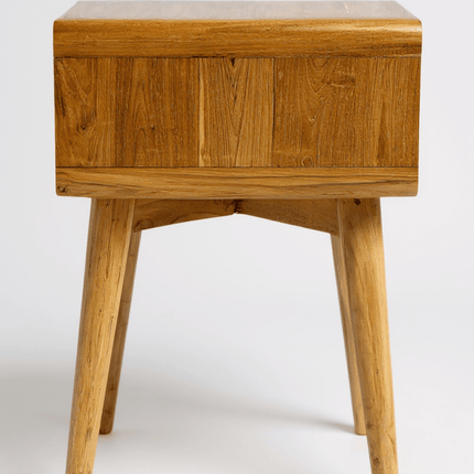 Rattan Beistelltisch – Nachttisch Ablagetisch Couchtisch – Stilvoll mit Schublade – Handgefertigter Vintage Look aus Teakholz – 60x50x40 cm (Beistelltisch) kaufen bei Linkreich – Jetzt entdecken!