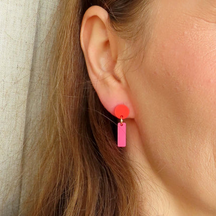 Mini Sticks Statement Ohrringe - rosa tintenblau