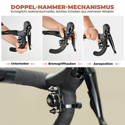 Rennrad MTB Fahrradklingel mit Doppel - Klopfer 180° drehbar (Fahrradklingel) kaufen bei Linkreich – Jetzt entdecken!