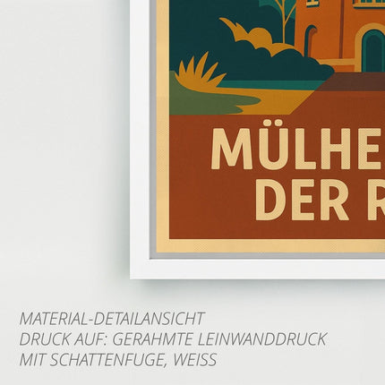SEO. Retro Poster Camera Obscura Mülheim – 70er Style - Gerahmte Leinwand mit Schattenfuge (3 cm) Linkreich