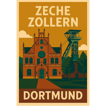 SEO. Retro Poster Zeche Zollern Dortmund – 70er Style - Poster (230 g/m²) Linkreich