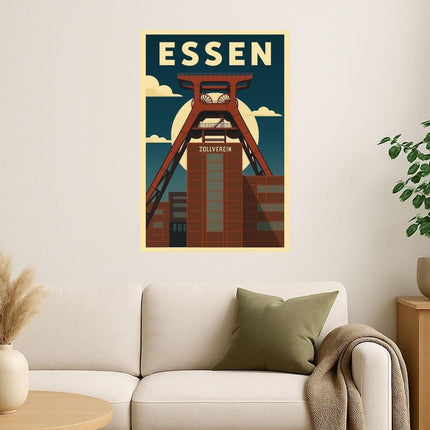 SEO. Retro Poster Zeche Zollverein Essen – 70er Style - Poster (230 g/m²) Linkreich