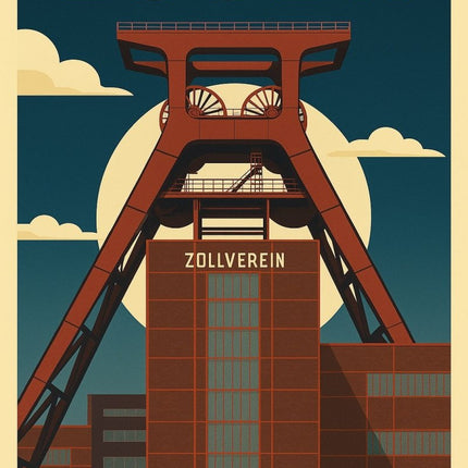 SEO. Retro Poster Zeche Zollverein Essen – 70er Style - Poster (230 g/m²) Linkreich