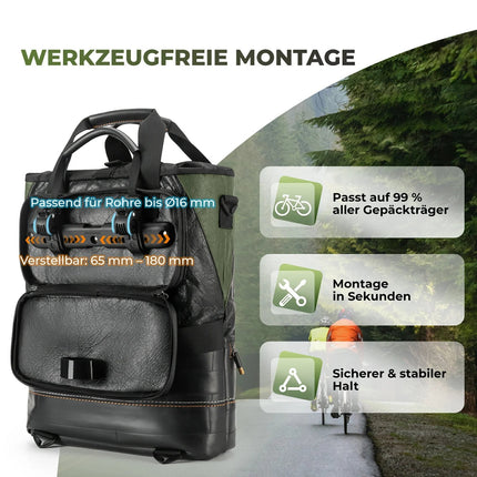 ROAD TO SKY Nachhaltige Fahrrad - Gepäckträgertasche aus recycelten Reifen 12L (Fahrradtaschen) kaufen bei Linkreich – Jetzt entdecken!