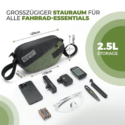 ROAD TO SKY Nachhaltige Fahrrad-Lenkertasche aus recycelten Reifen 2.5L