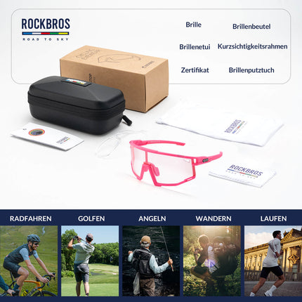 ROAD TO SKY Photochrome Fahrradbrille UV400 Schutz Verstellbare Nasenpads (Fahrradbrille) kaufen bei Linkreich – Jetzt entdecken!