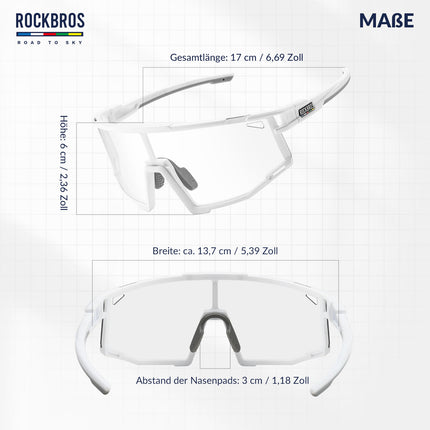 ROAD TO SKY Photochrome Fahrradbrille UV400 Schutz Verstellbare Nasenpads (Fahrradbrille) kaufen bei Linkreich – Jetzt entdecken!