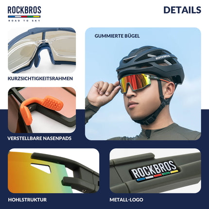 ROAD TO SKY Polarisierte Fahrradbrille UV400 Schutz Verstellbare Nasenpads (Fahrradbrille) kaufen bei Linkreich – Jetzt entdecken!