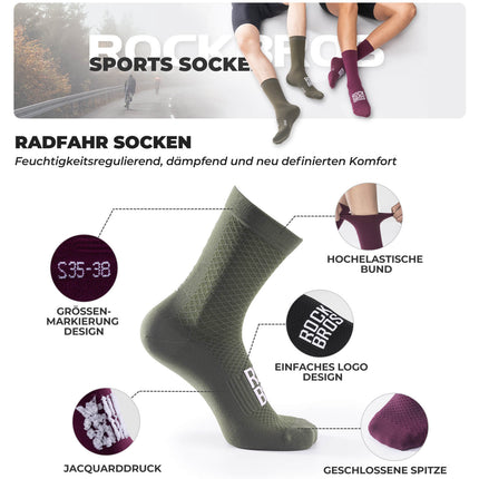 ROAD TO SKY Sportsocken Baumwolle Atmungsaktive Laufsocken für MTB & Rennrad (Fahrradsocken) kaufen bei Linkreich – Jetzt entdecken!