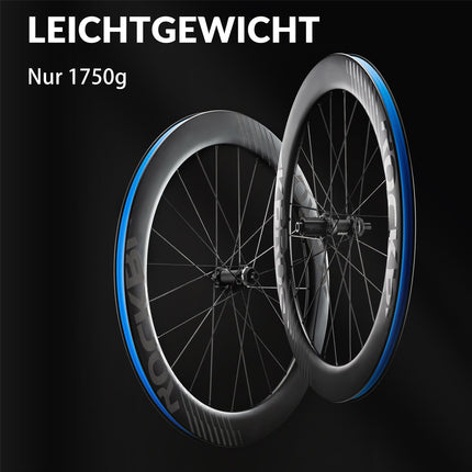 ROCKBROS 700C Carbon Laufradsatz 65mm Scheibenbremse Steckachse Laufrad Set für Rennrad